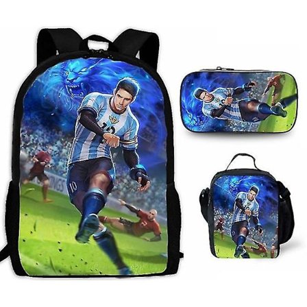 3 st/ set 16 tum Ronaldo Cr7 Barn skolväskor för pojkar Flickor Barn Tecknad skolväska Ortopedisk +lunchväska+pennväska