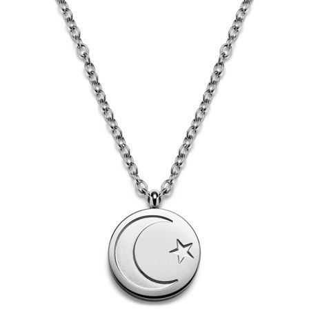 Unity | Silver-tone Stainless Steel Star and Crescent Circle Necklace for Men - Steel necklaces