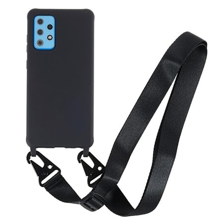Tyndt TPU-etui med mat finish og justerbar strop til Samsung Galaxy A72 5G - Sort