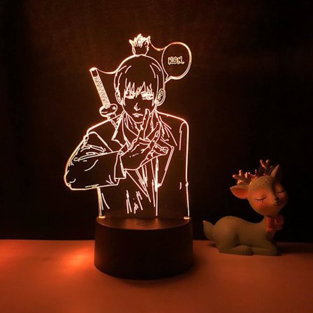 WJ 3D LED-lampe Anime Chainsaw Man til soveværelsesdekoration Natlys Børnefødselsdagsgave Manga Chainsaw Man LED-nattelys Sengebord