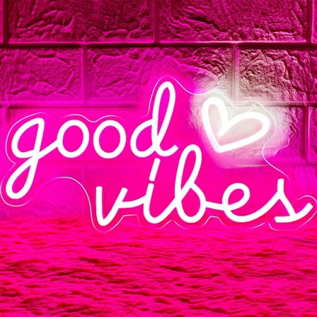 Good Vibes Neonskylt för Väggdekor, Neonskyltar, Hjärta och Good Vibes LED-skyltar för Sovrumsvägg, USB-driven Rosa Good Vibes Neonskyltar