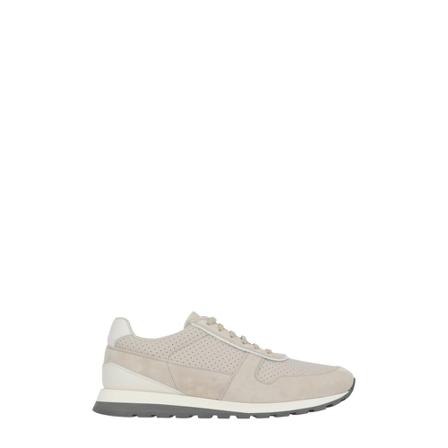 Brunello Cucinelli Runners in perforated calfskin and washed suede , Beige , Heren , Maat: 43 EU Sneakers