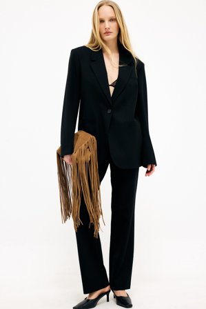 NA-KD - Straight bukser med spennedetaljer - Skreddersydde bukser - Svart - EU 42