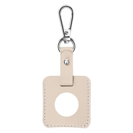 AirTags läderöverdrag med fyrkantig form och nyckelring - Krämvit