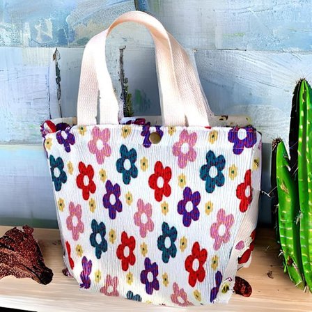 Liten stoffpose tote bag med rom blomster voksen og barn