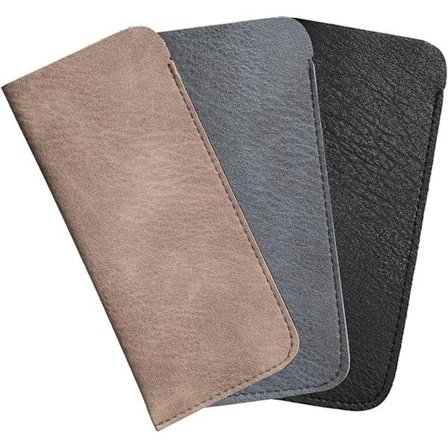 Brilleetuier i skinn, sett med 3 - Myk PU vanntett lesebrilleetui Unisex - Flere farger