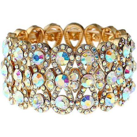 Stretch Armband Bröllop Rhinestone Bangles Statement Bröllop Armband Smycken för Kvinnor