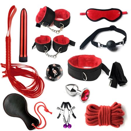 10~12 stk./sett BDSM Bondage Håndjern Pisk Bind for øynene Sexy Leker for Par Verktøysett Sexyshop Erotisk Tilbehør Sex Restriksjon Sett