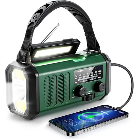 10000 mAh Käsikäyttöinen Radio, Hätäradio, Aurinkoenergia Radio, NOAA/AM/FM Sääradio, USB Type-C Lataus, Dynamo Radio, Po