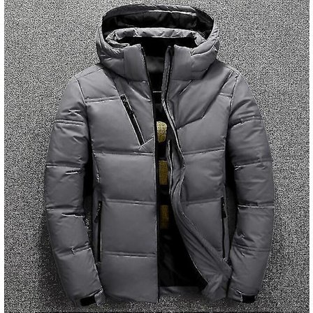 Vinterjakke til mænd Høj kvalitet Rød Sort Dunjakke med hætte Parkacoat Mode Herre Hvid Andedunsjakke Tyk Varm Sne Overtøj FARVE Mørkegrå M