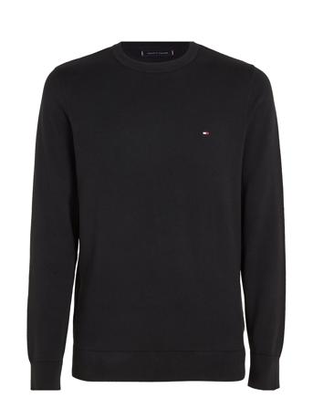 Classic Cotton Crew Neck Tops Knitwear Round Necks Black Tommy Hilfiger