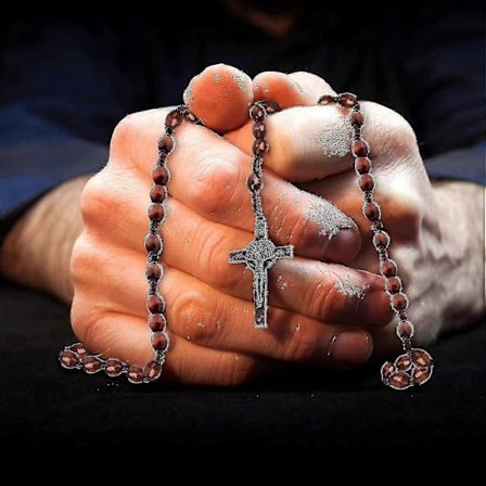 Halskæde, Katolsk Kors Rosenkrans Halskæde, Naturlige Træ Perler Bedekrans Med Medalje Kors