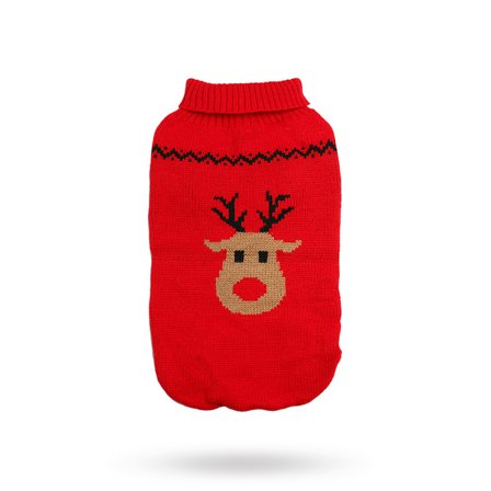 Urban Pup - Rudolfs Röda Stickade Hundtröja- Julkläder till hund