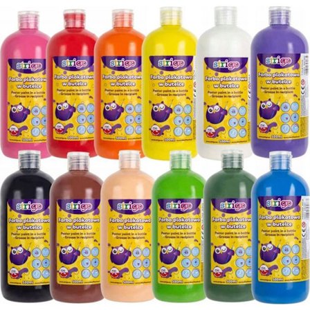 Strigo akrylfärg för affischer i flaska, 500 ml, vit