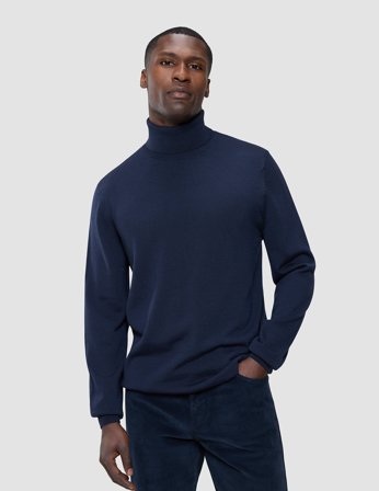 Shaping New Tomorrow - Seamless Premium Merino Knit Turtleneck - Dark Navy - Herr - Storlek XXL