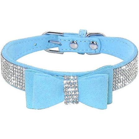 Rhinestone Hundhalsband, Söt Bländande Glittrande Mjukt Mockaläder Hund Katt Strasshalsband Crystal Diamond Hundvalphalsband (1 stycke, B