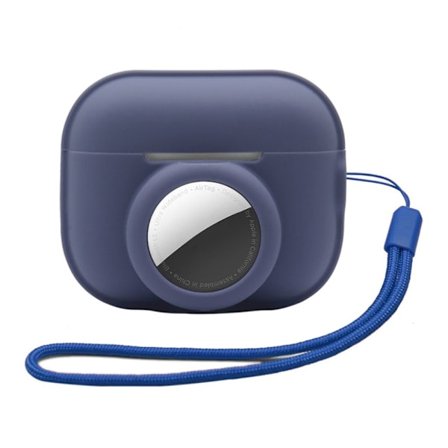 AirPods Pro 2 / AirTags silikoneetui med rem - Mørkeblå
