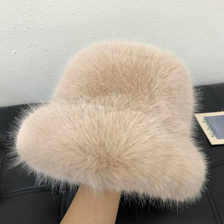 Fisherman Hat Fur Cap BEIGE