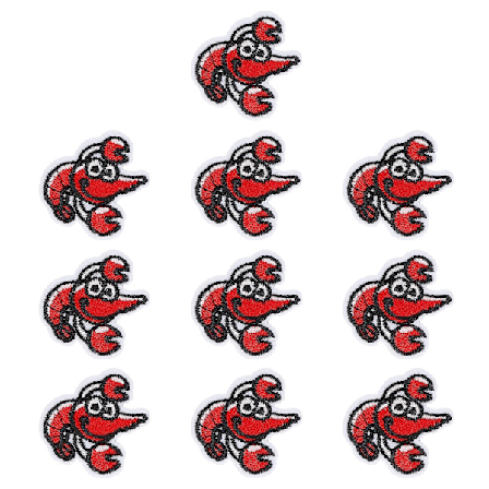 10 stk. Strykelapper Selvklebende Stoffklistremerker Reparer Hull DIY Dekorasjon Havdyr Broderi Hummer