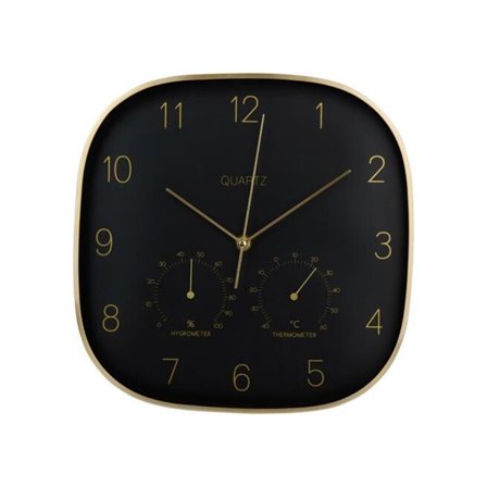 Veggklokke med Termometer – 29 cm – Analog Klokke i Aluminium