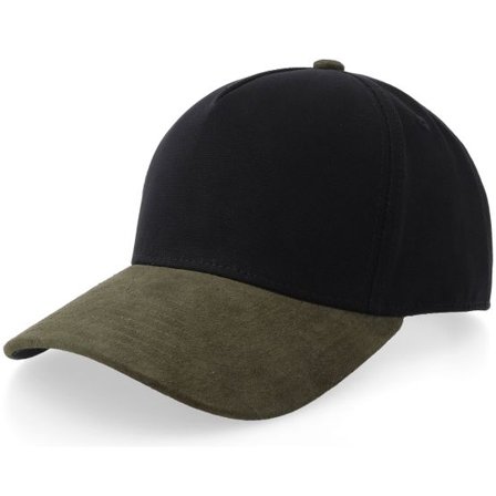 Equip - Svart adjustable Keps - Black Canvas/Olive Suede A-frame Adjustable @ Hatstore