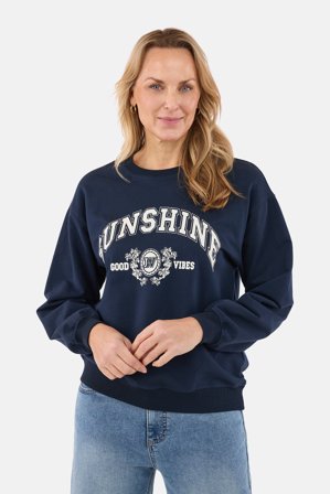 JENSEN - Langærmet Sweatshirt - Navy - Print