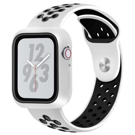 Apple Watch Series 4 40mm kaksisävyinen silikoninen ranneke - Valkoinen / Musta White
