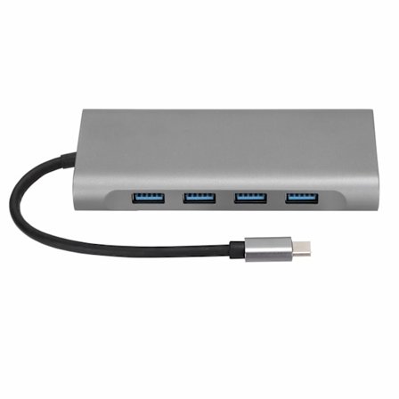 USB C Dockningsstation 11 i 1 Hållbar Robust 87W Snabbladdning 5Gbps Stabil Snabb Bärbar USB Multiport Hub