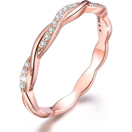 18 karaatin kullattu 925 sterling hopea kierretty sormus, kuutiosirkonialla, pinoon sopiva, CZ-simuloitu timantti, ikuisuusrenkaat, kihla- ja 