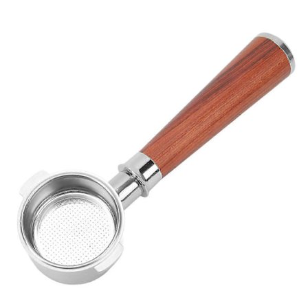 Kaffe Portafilter Rostfritt Stål 51mm Korg Bottenlöst Portafilter Trähandtag Portafil