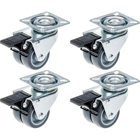 Rullande - Zhongshan Longway - 50mm - Grå Gummi - Broms - Kapacitet 280kg - Set med 4