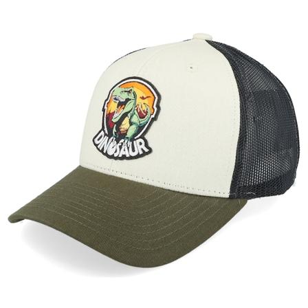 Kiddo Cap - Grün trucker Cap - Kids Dino Badge Ivory/Black/Dark Mash Trucker @ Hatstore