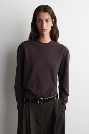 COS Women's Merino Wool Crew-Neck Jumper in Brown