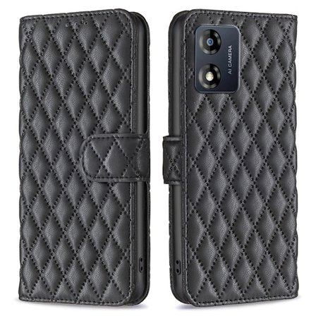 SKALO Motorola Moto E13 4G BINFEN COLOR Tikattu Lompakko - Musta