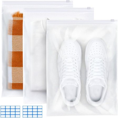 30 Stykker Reiseveske Plast Zip Pose - 30x40cm Vanntett Ikke-Porøs Reiseoppbevaringspose Matt Reiseklespose