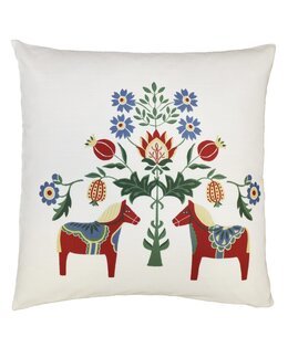 Pudebetræk med trykt Dalahestemotiv Hvid