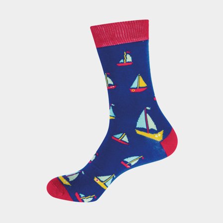 Socks Sailboats, blue/red, 39 - 47