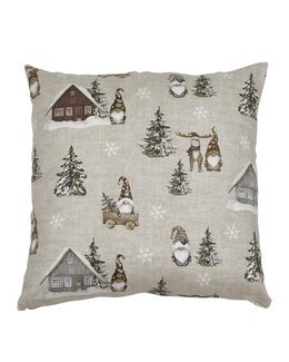 Kuddfodral Harald med tryckt tomtemotiv 1-pack Brun - Jul - Fondaco
