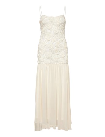 Gina Tricot Embroidery Dropped Waist Dress - Cream - 34