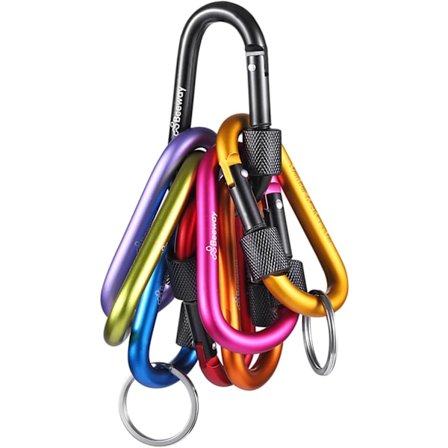 Lukittava karabiinihaka, ensiluokkainen alumiiniseos D-rengas karabiinihaka avaimenperäklipsi koukku retkeilyyn, patikointiin, matkustamiseen, 