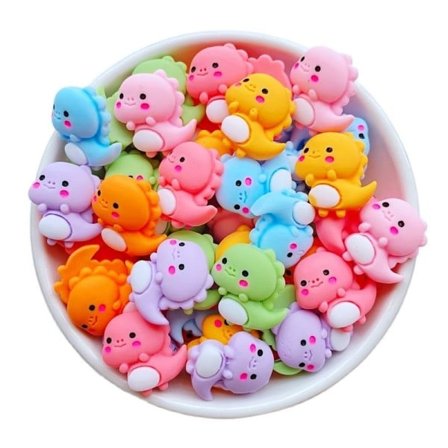 20 stykker søt tegneserie farge grønn dinosaur flat rygg harpiks dekorasjon tilbehør