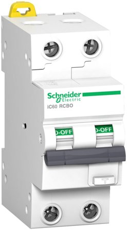 Schneider Jordfeilautomat 15A/C-2P 30mA iC60 RCBO A9D14215