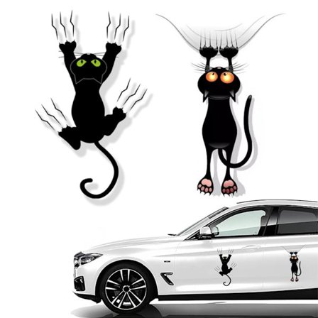 2 kpl kissan autotarroja, kissan autotarroja, söpöjä hauskoja kissan naarmuja, söpöjä autotarroja, kissan hauskoja autotarroja, kissa, mustat 