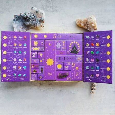 Reiki Krystall Halloween Nedtellingsgaveeske, 2025 Halloween Adventskalender med Mystiske Krystaller, Magien med Healing og Energioverføring