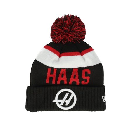 New Era - Motor Schwarz pom Mütze - Haas F1 25 Sport Beanie Black Cuff @ Hatstore