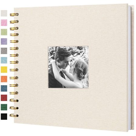 Scrapbog fotoalbum med linnedbetræk, 20,5 x 20,5 cm, hardback, hvide kraftpapirsider (Beige)
