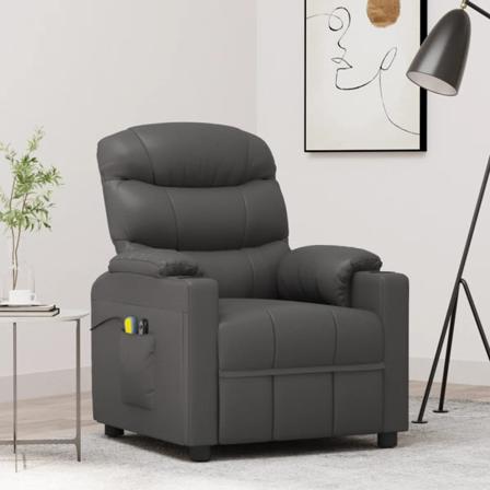 Vidaxl Elektrisk Massagefåtölj Grå Konstläder Grå