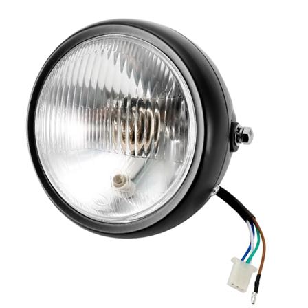 Universal Motorsykkel Retro Svart Skall Hvit Linse Frontlykt for GN125