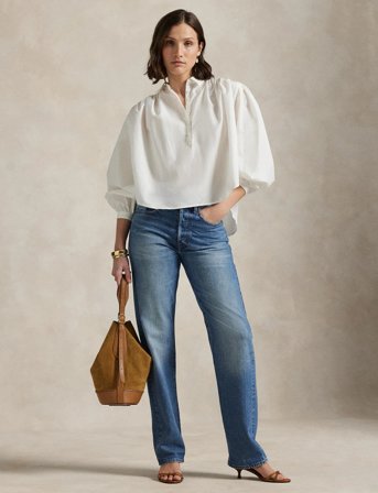 Polo Ralph Lauren Pleated Cotton-Silk Shirt - Blue - L