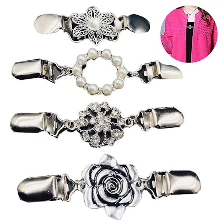 4-delt vintage genser sjal klips - retro brosje klips for kvinner og jenter